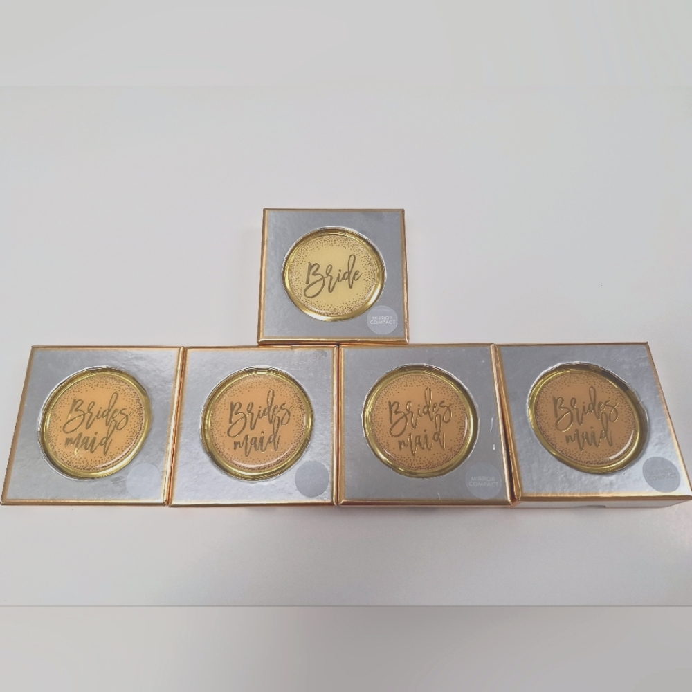 Wedding 5pc Bride & Bridesmaid makeup compact gifts- New in boxes - Picture 1 of 4